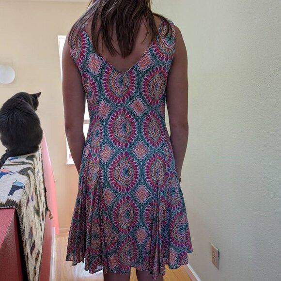 Swishy Party Dress Sleeveless Scoop-neck Sun Dress, Skirt, Vibrant Anthropologie - Picture 2 of 14
